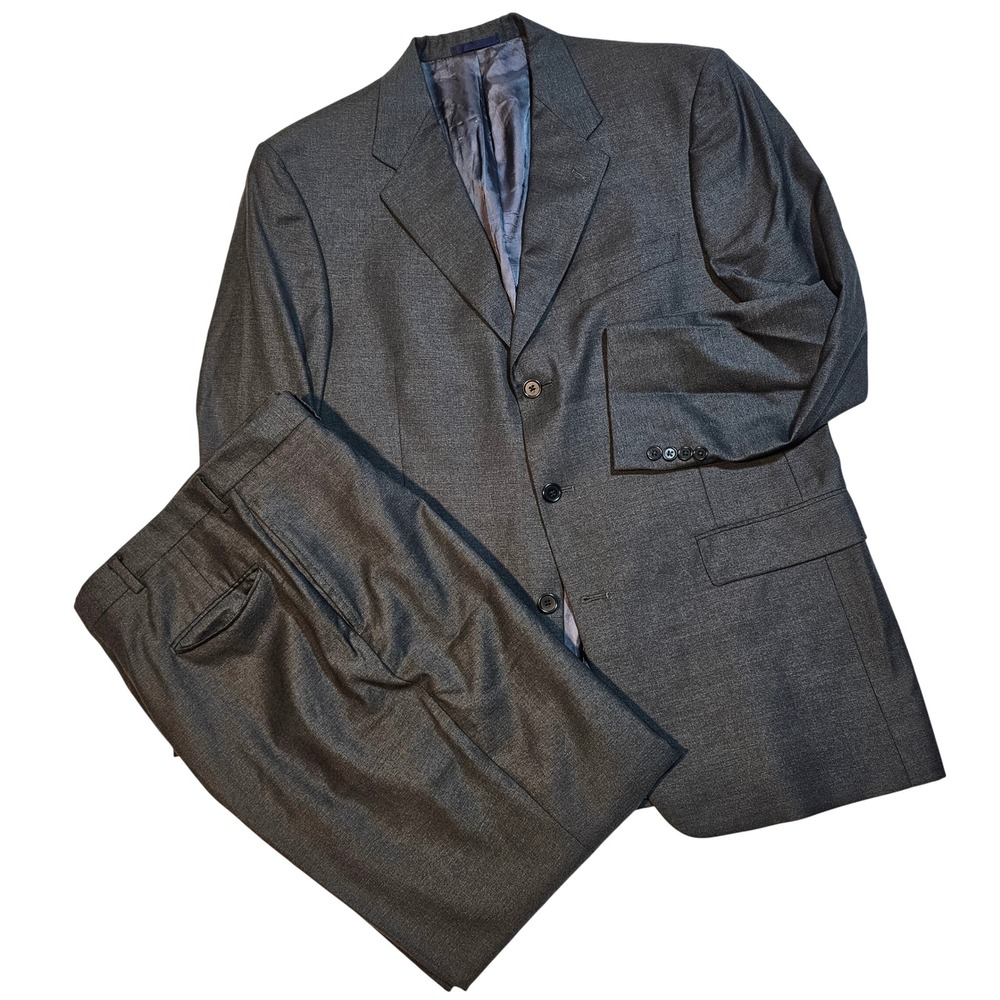 Daniel Cremieux Suit Mens 42R 35x31 Charcoal Gray Loro Piana Wool Pleated Preppy